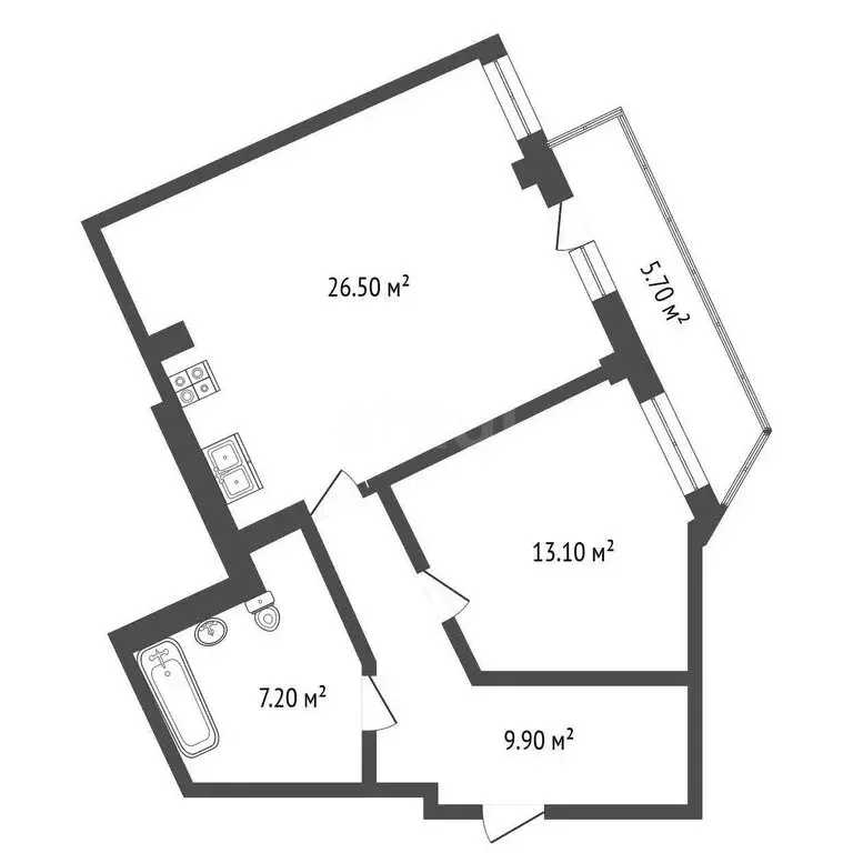 1-комнатная квартира: Тюмень, улица Николая Никитина, 10 (56.2 м) - Фото 1