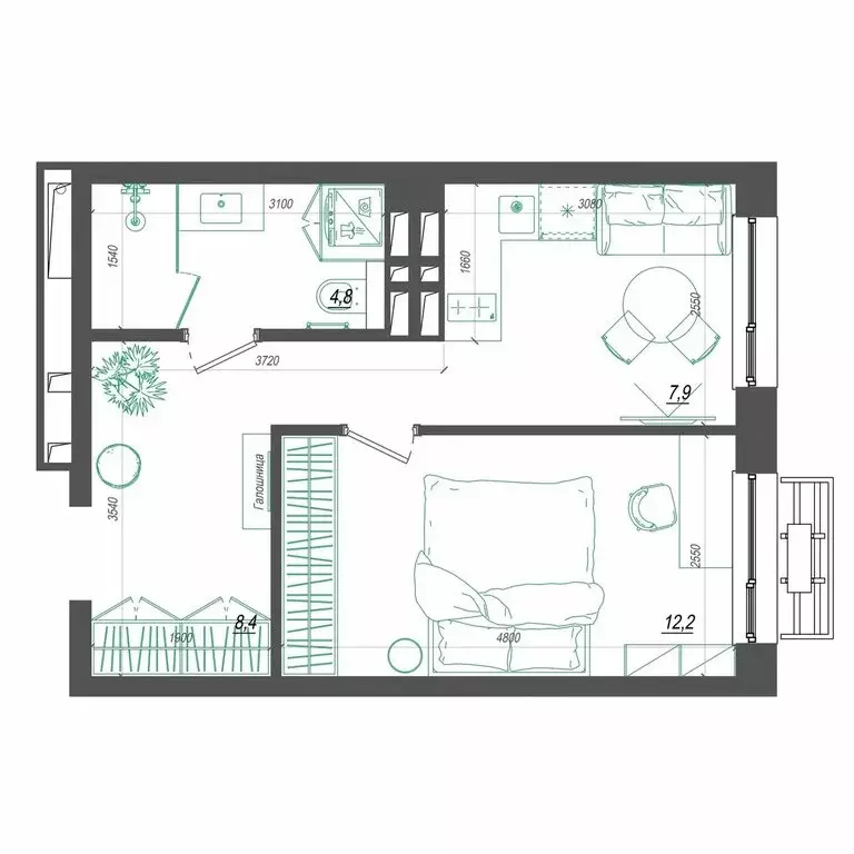 1-комнатная квартира: Владивосток, улица Невельского, 4с2 (34.2 м) - Фото 1