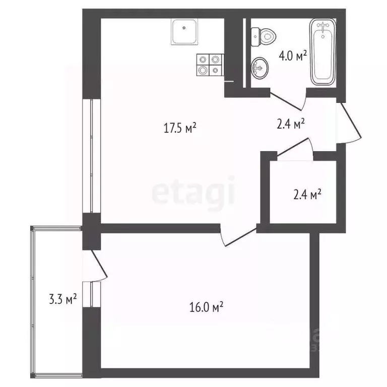1-к кв. Тюменская область, Тюмень Профсоюзная ул., 6к1 (42.3 м) - Фото 1