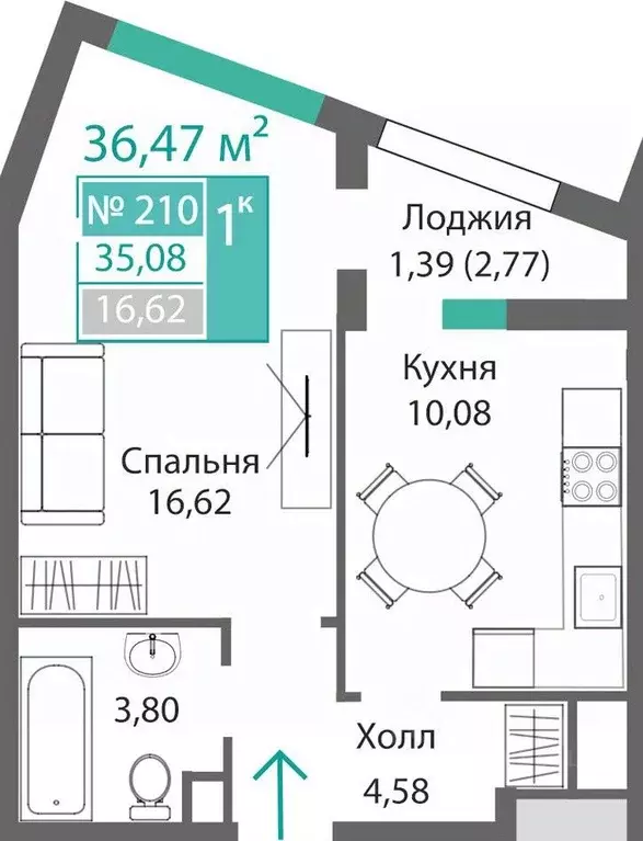 1-к кв. Крым, Симферополь Крымская роза мкр,  (36.47 м) - Фото 0