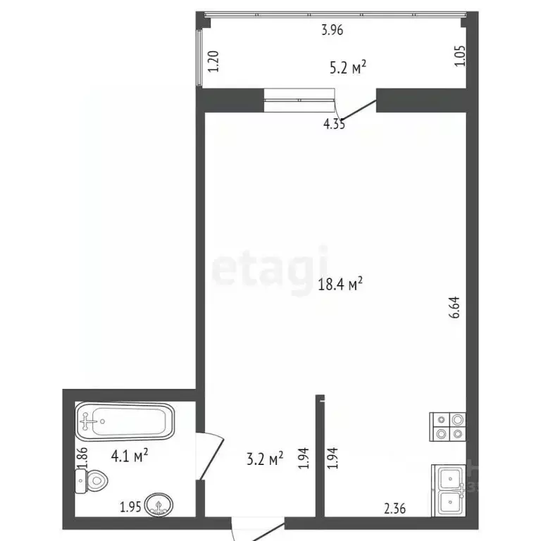 Студия Краснодарский край, Новороссийск ул. Герцена, 3Ак1 (25.7 м) - Фото 1
