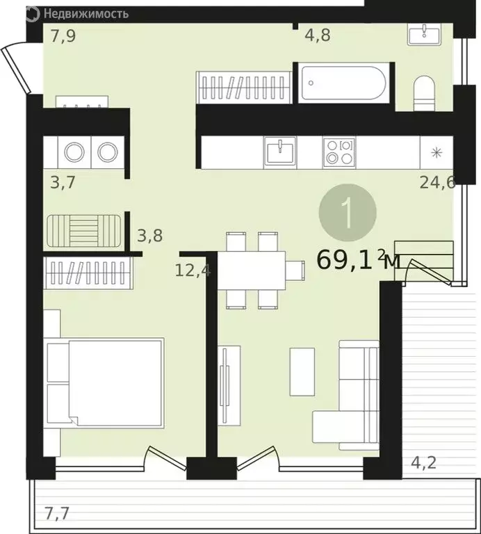 1-комнатная квартира: Новосибирск, улица Аэропорт, 23 (69.14 м) - Фото 1