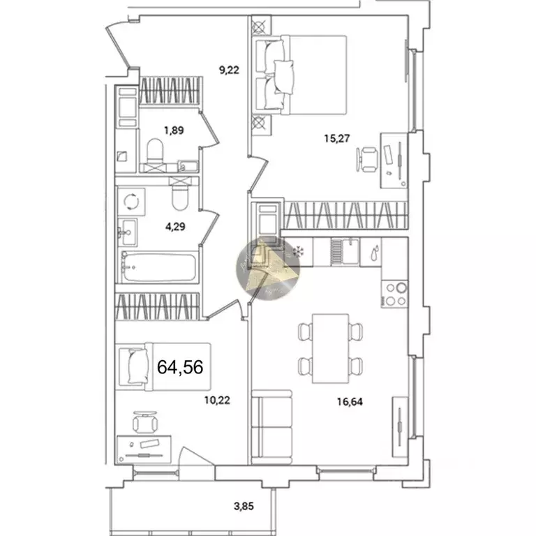 2-к кв. Санкт-Петербург ш. Суздальское, 18к4 (64.56 м) - Фото 1