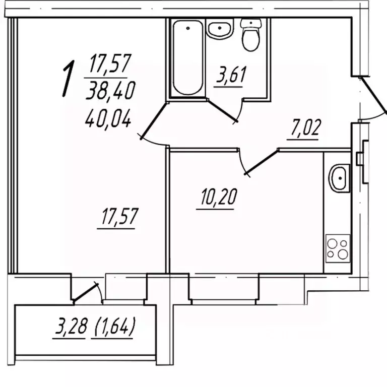 1-к кв. Вологодская область, Череповец Комсомольская ул., 15 (40.04 м) - Фото 1