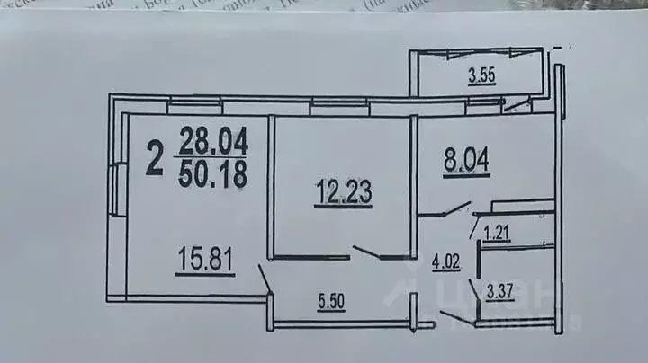 2-к кв. Калужская область, Калуга ул. Серафима Туликова, 2 (51.0 м) - Фото 2