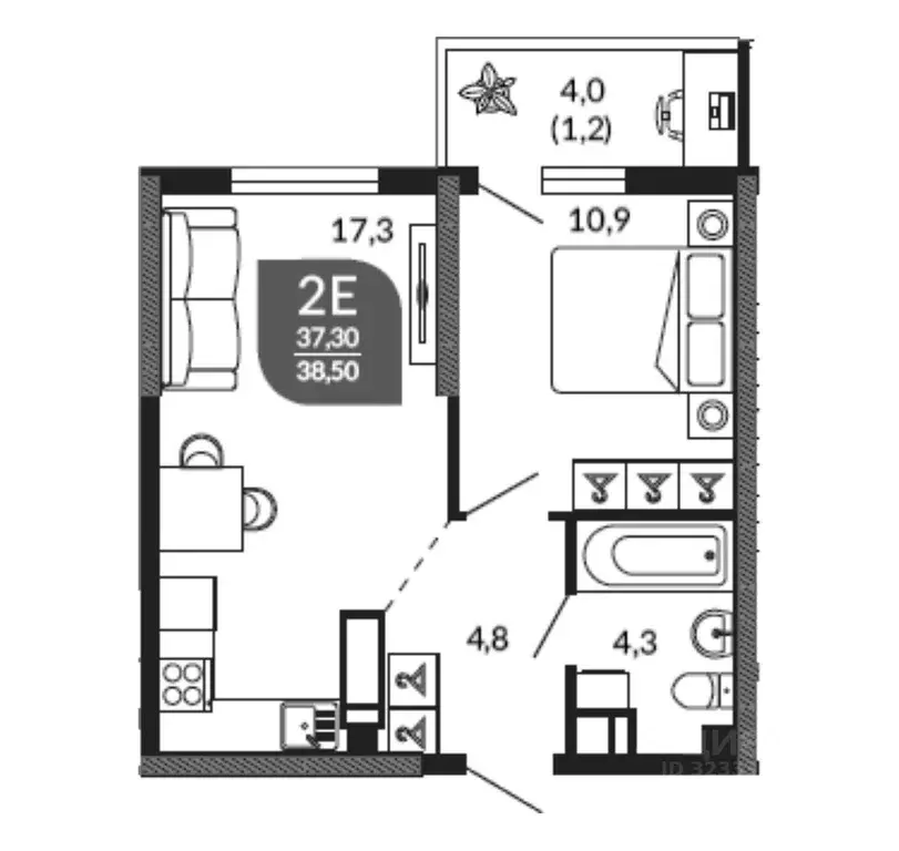 1-к кв. Краснодарский край, Новороссийск ул. Куникова, 47Г (37.3 м) - Фото 1