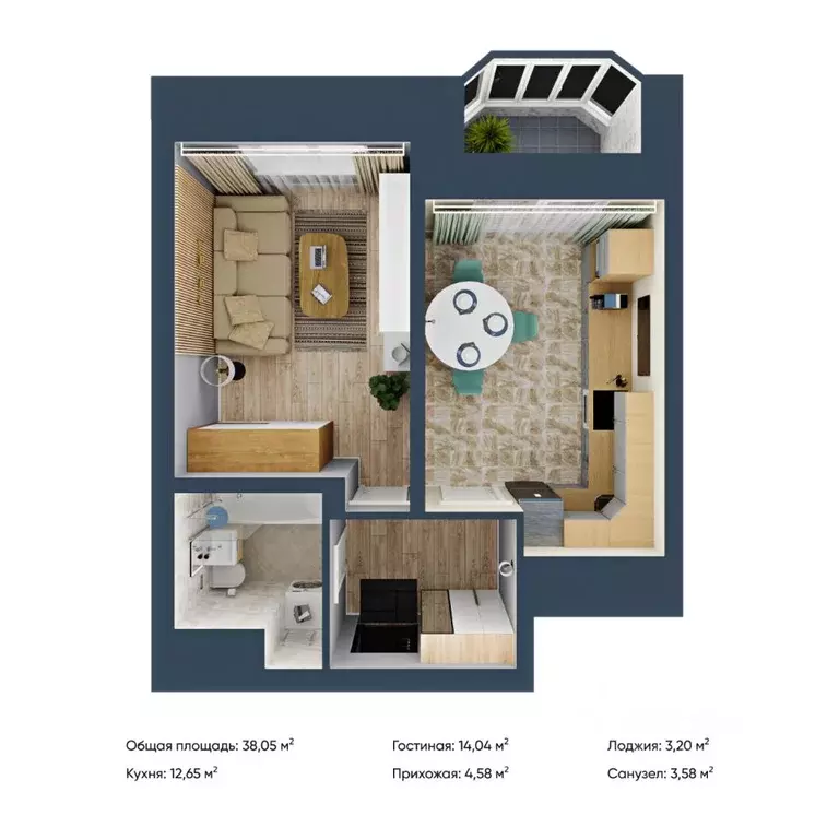 1-к кв. Марий Эл, Йошкар-Ола Дубовый парк жилой комплекс (38.05 м) - Фото 1