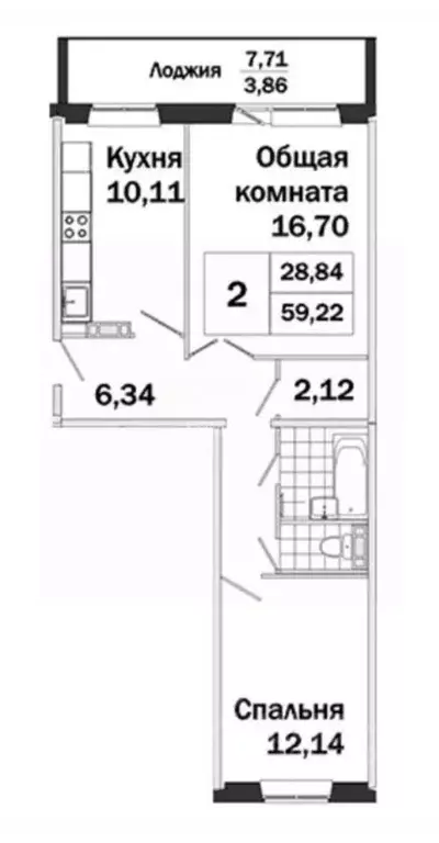 2-к кв. Томская область, Томск Солнечный мкр, ул. Обручева, 8 (55.1 м) - Фото 1