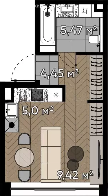Квартира-студия: Москва, улица Берзарина, 37 (24.34 м) - Фото 0