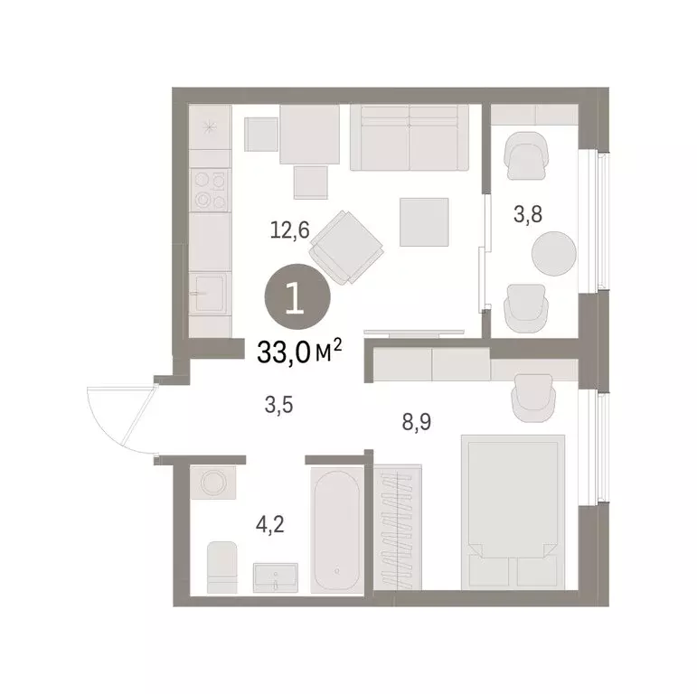 1-комнатная квартира: Курган, жилой район Центральный, ЖК Дом Кино (33 ... - Фото 2