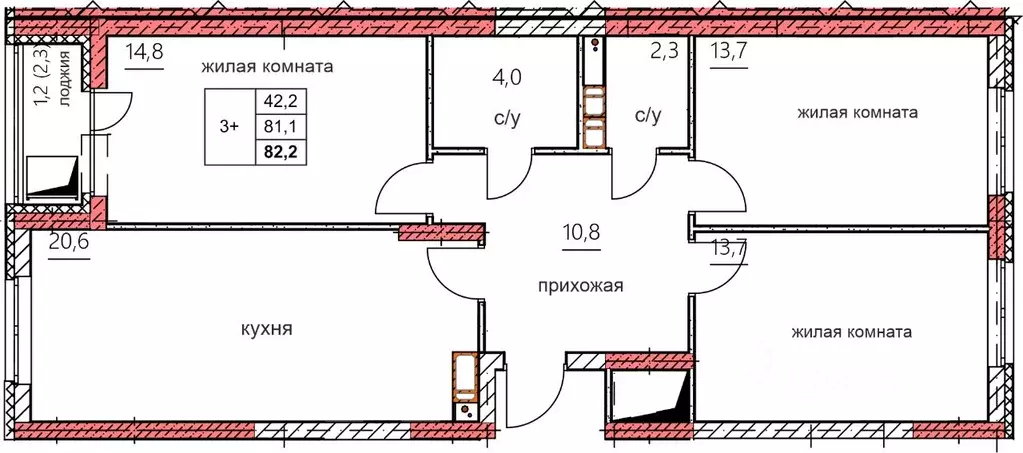 3-к кв. Нижегородская область, Дзержинск Комсомольский мкр,  (81.1 м) - Фото 0