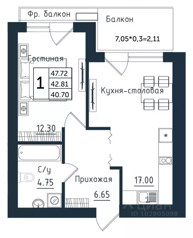 1-к кв. Калининградская область, Янтарный пгт Янтарные Сезоны жилой ... - Фото 1