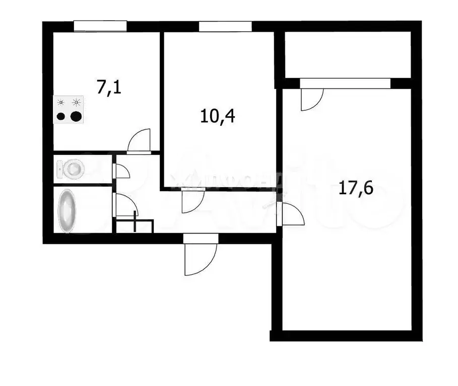 2-к. квартира, 43,9 м, 3/9 эт. - Фото 0