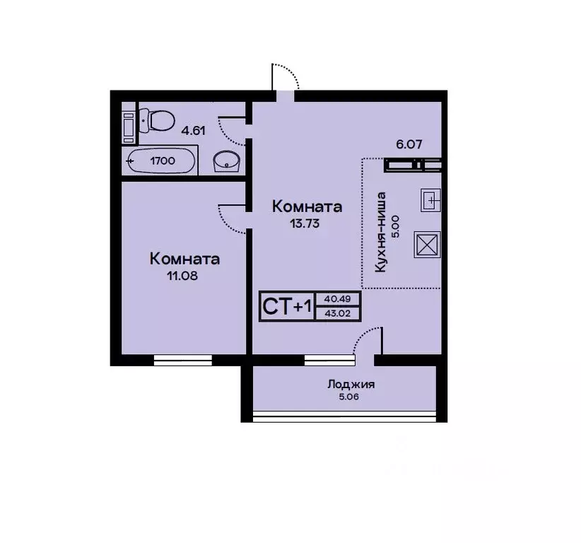 1-к кв. Челябинская область, Миасс ул. Лихачева (43.02 м) - Фото 0