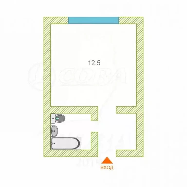 Квартира-студия: Тюмень, проезд Геологоразведчиков, 46 (17 м) - Фото 1