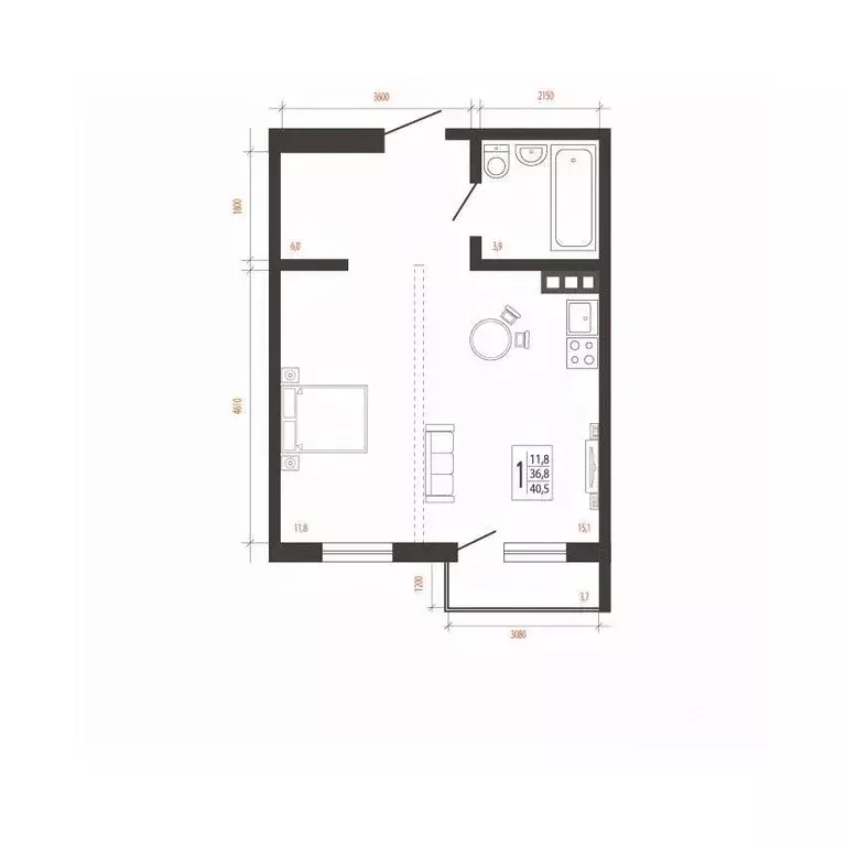 1-к кв. Иркутская область, Иркутск Сарафановская ул. (40.5 м) - Фото 1