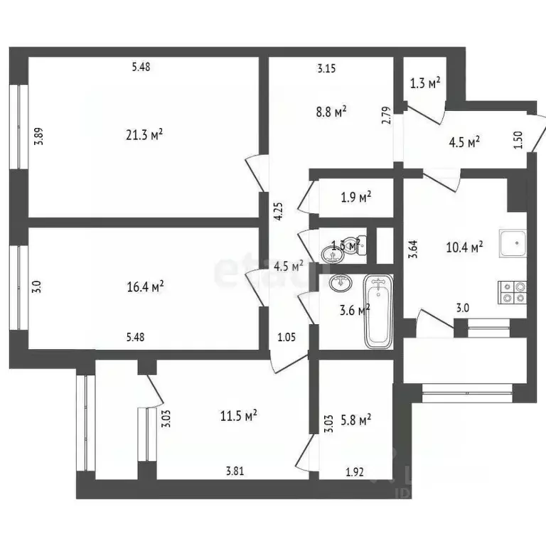 3-к кв. Ямало-Ненецкий АО, Новый Уренгой Оптимистов мкр, 4/2 (91.3 м) - Фото 2