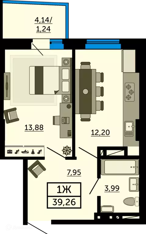 Продаётся 1-к квартира, 39.3 м - Фото 0