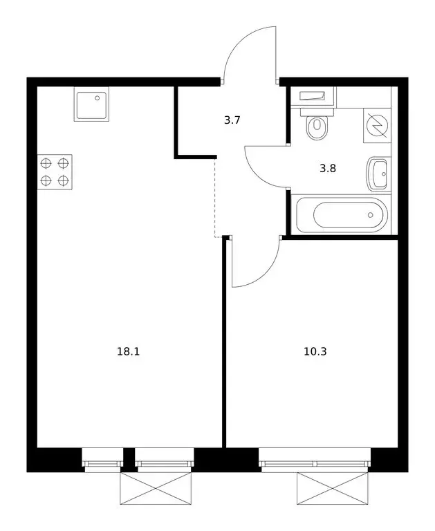 1-комнатная квартира: посёлок Ильинское-Усово, ЖК Ильинские Луга (35.9 ... - Фото 1