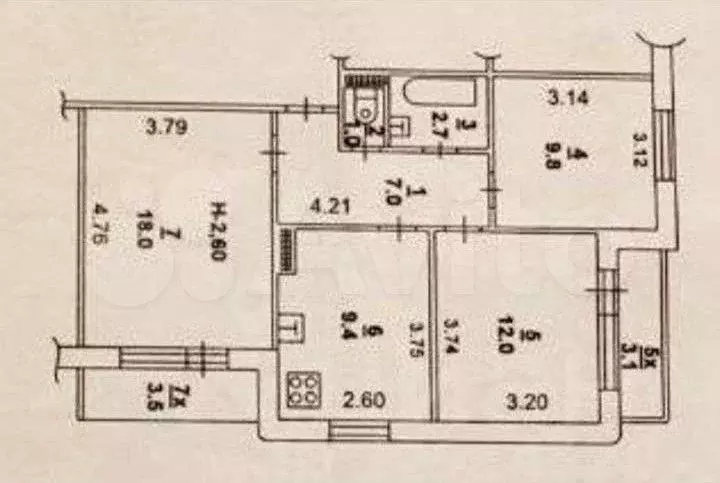 3-к. квартира, 61 м, 10/10 эт. - Фото 0