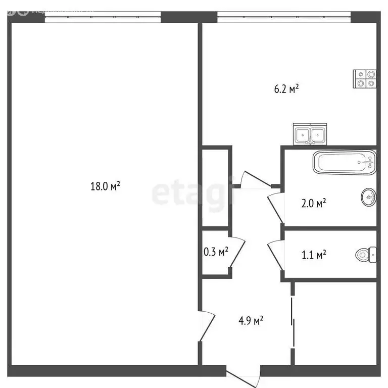 1-комнатная квартира: Санкт-Петербург, улица Композиторов, 33/5 (33 м) - Фото 1