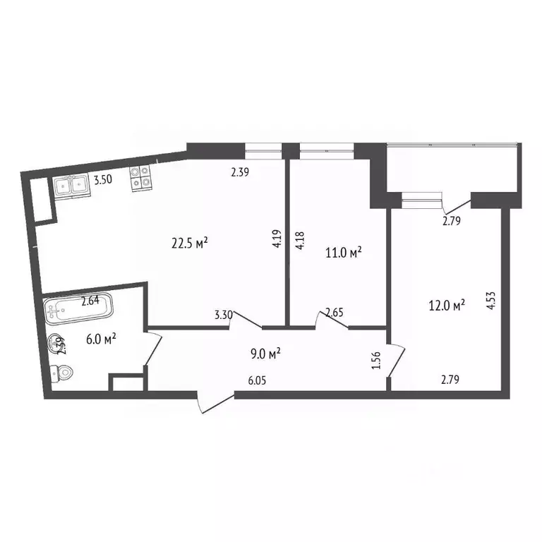 2-к кв. Вологодская область, Вологда Медуницинская ул., 11 (62.0 м) - Фото 1
