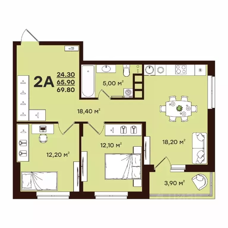 2-к кв. Владимирская область, Владимир ул. Чайковского, 7 (69.8 м) - Фото 1
