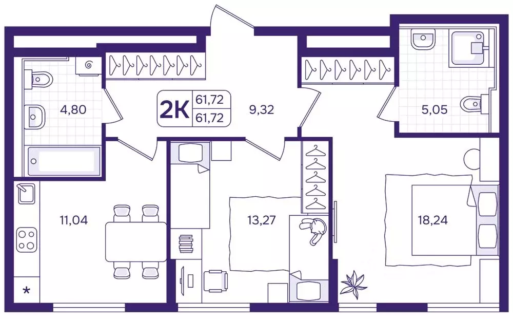 2-к кв. Приморский край, Владивосток ул. Борисенко (61.72 м) - Фото 1
