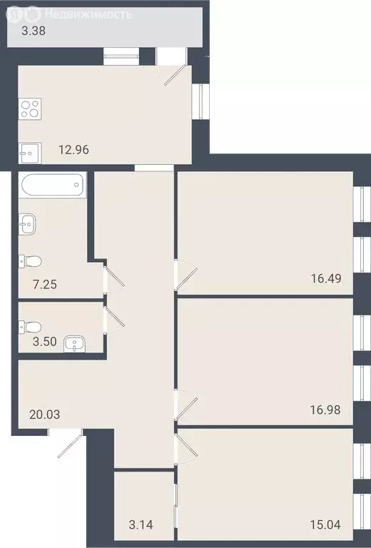 3-комнатная квартира: Батайск, улица Крупской, 5Б (96.4 м) - Фото 0