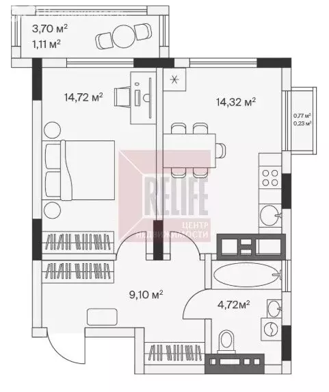 1-комнатная квартира: посёлок Малое Исаково, Первая улица, 1к4 (44.4 ... - Фото 1