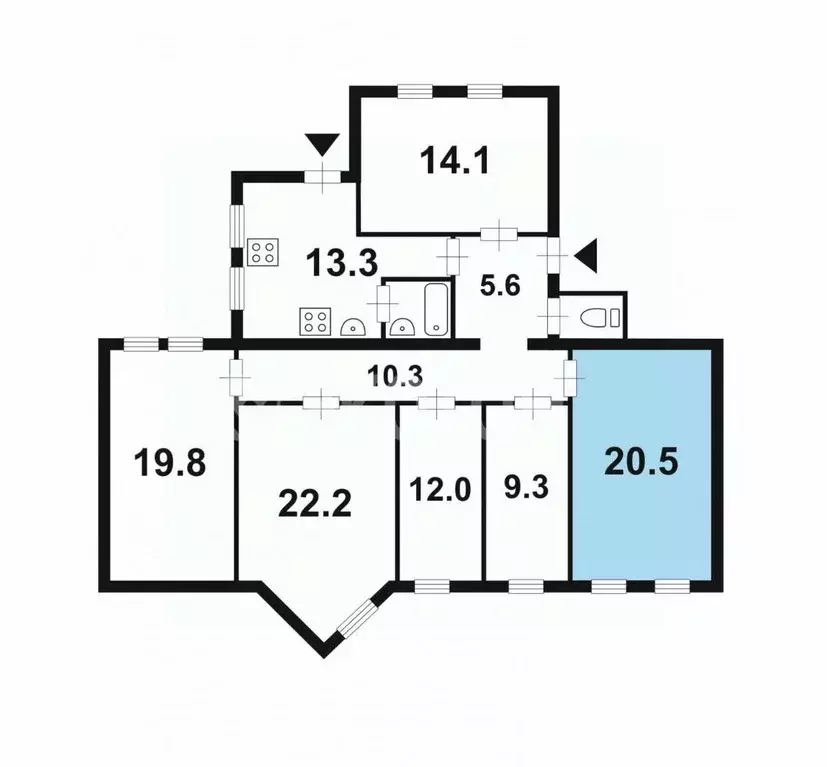 Комната Санкт-Петербург Угловой пер., 9 (20.5 м) - Фото 1