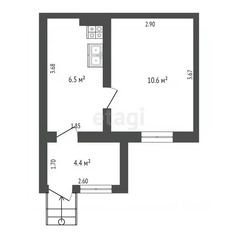 1-к кв. Крым, Феодосия ул. Старокарантинная, 40 (21.5 м) - Фото 1