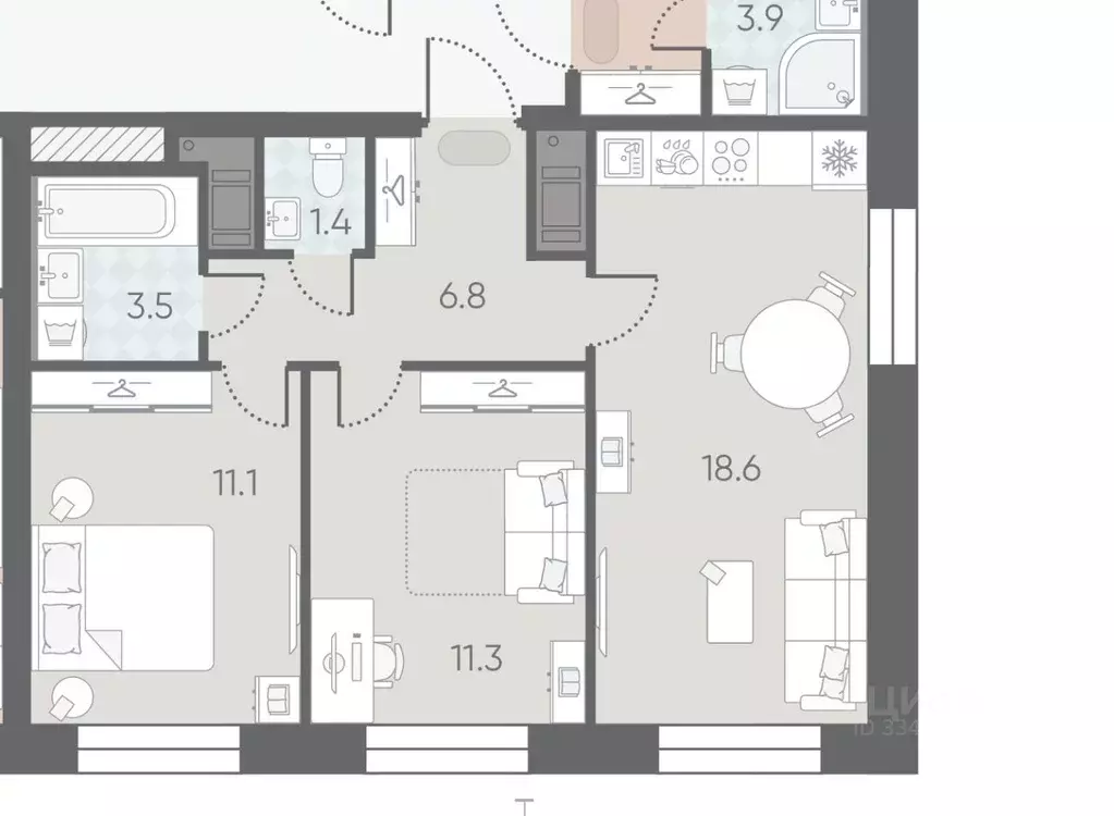 2-к кв. Санкт-Петербург Партизанская ул., 5 (55.0 м) - Фото 1
