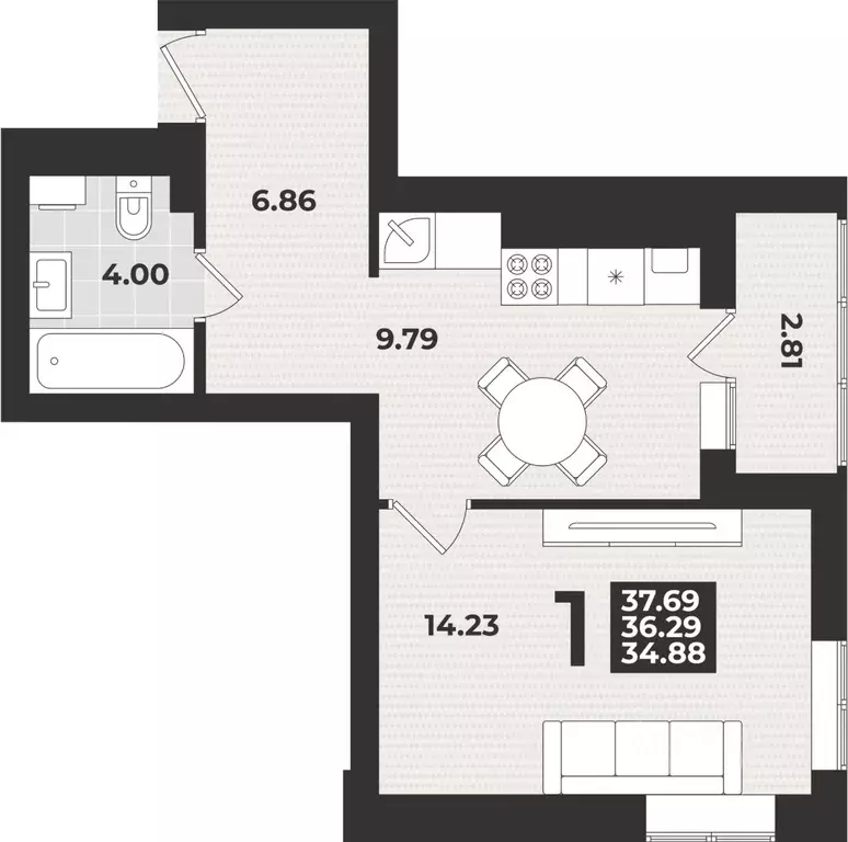 1-к кв. Калининградская область, Калининград ул. Героя России ... - Фото 1
