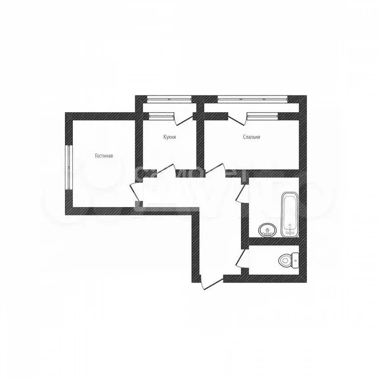2-к. квартира, 54,2 м, 8/9 эт. - Фото 0