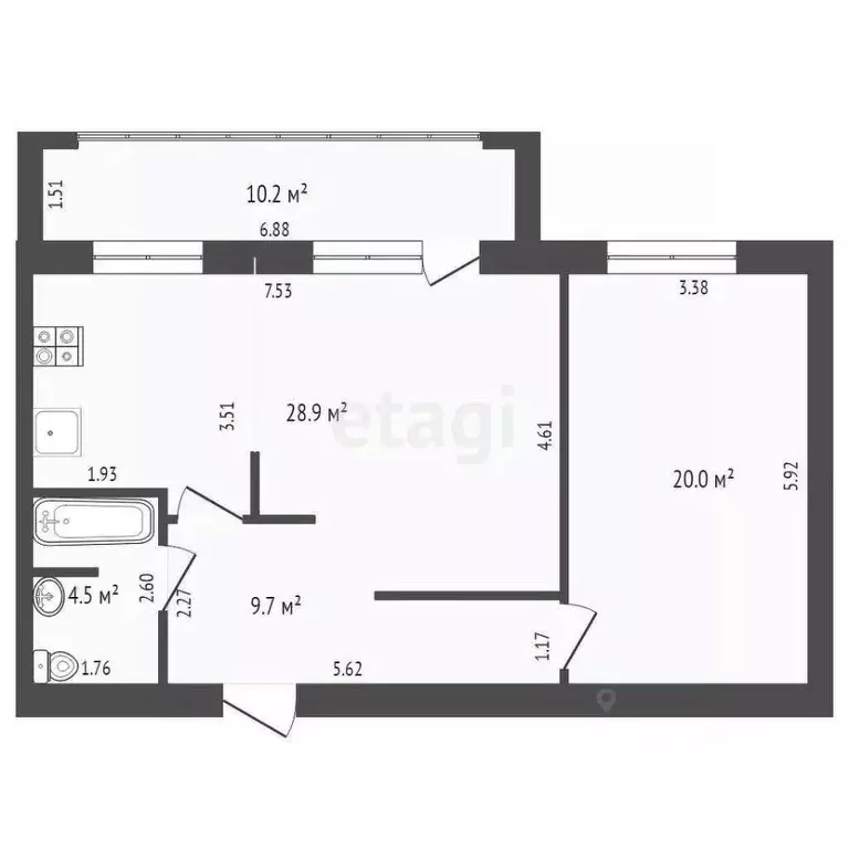1-к кв. Тюменская область, Тюмень ул. Дружбы, 75 (63.1 м) - Фото 2