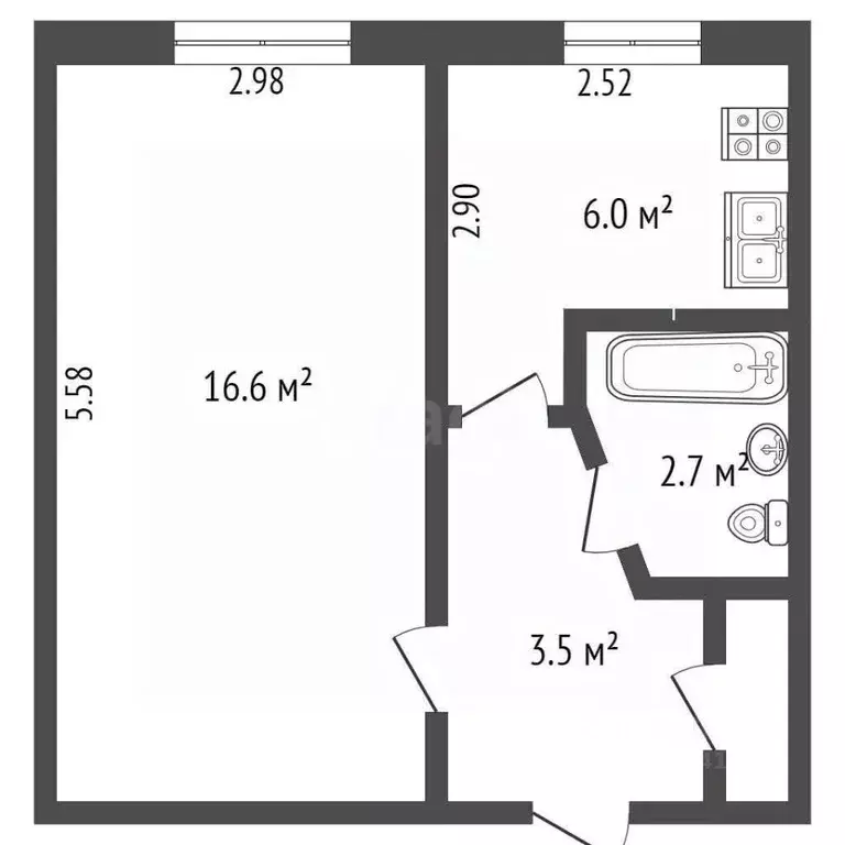 1-к кв. Севастополь ул. Новикова, 23 (30.5 м) - Фото 2