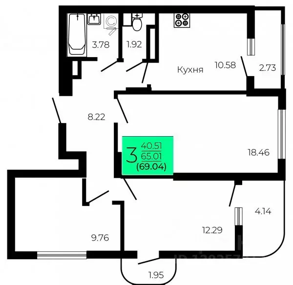 3-к кв. Воронежская область, Воронеж Оникс жилой комплекс (69.04 м) - Фото 0