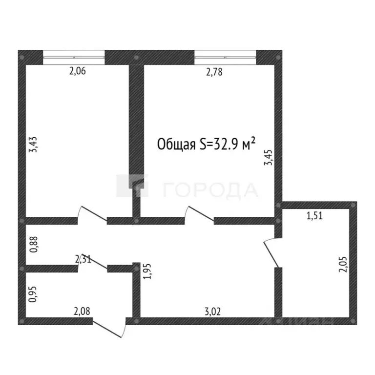 1-к кв. Кемеровская область, Новокузнецк ул. Покрышкина, 24 (32.9 м) - Фото 2