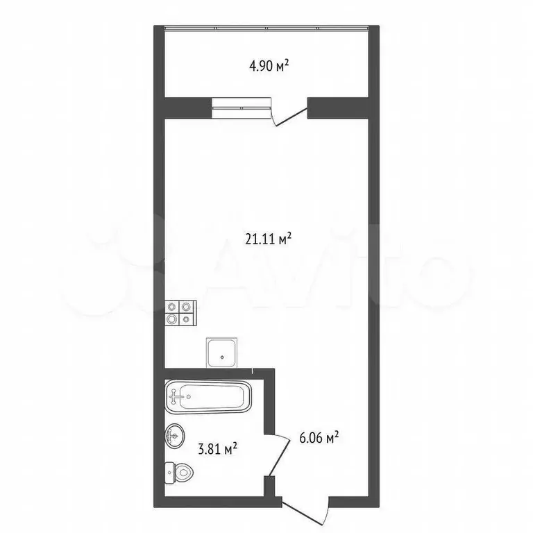 Квартира-студия, 33,4 м, 5/16 эт. - Фото 1