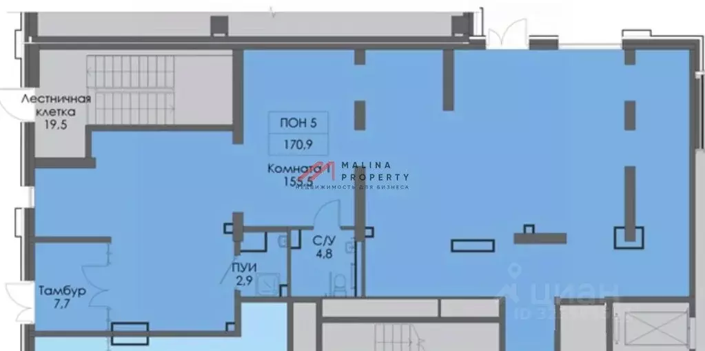 Торговая площадь в Москва Полар жилой комплекс, 1.1 (164 м) - Фото 1