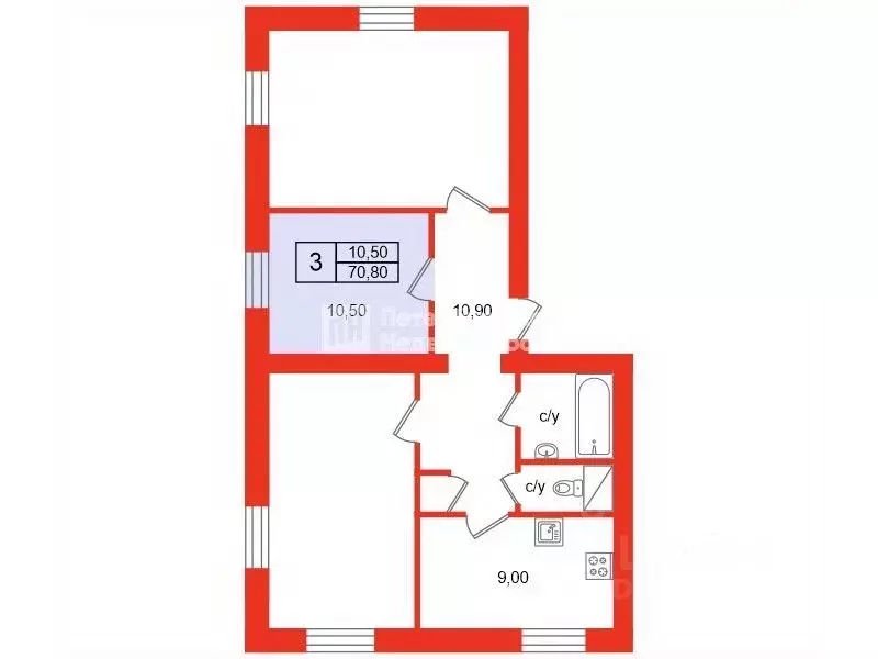 Комната Санкт-Петербург Ковалевская ул., 15 (10.5 м) - Фото 1