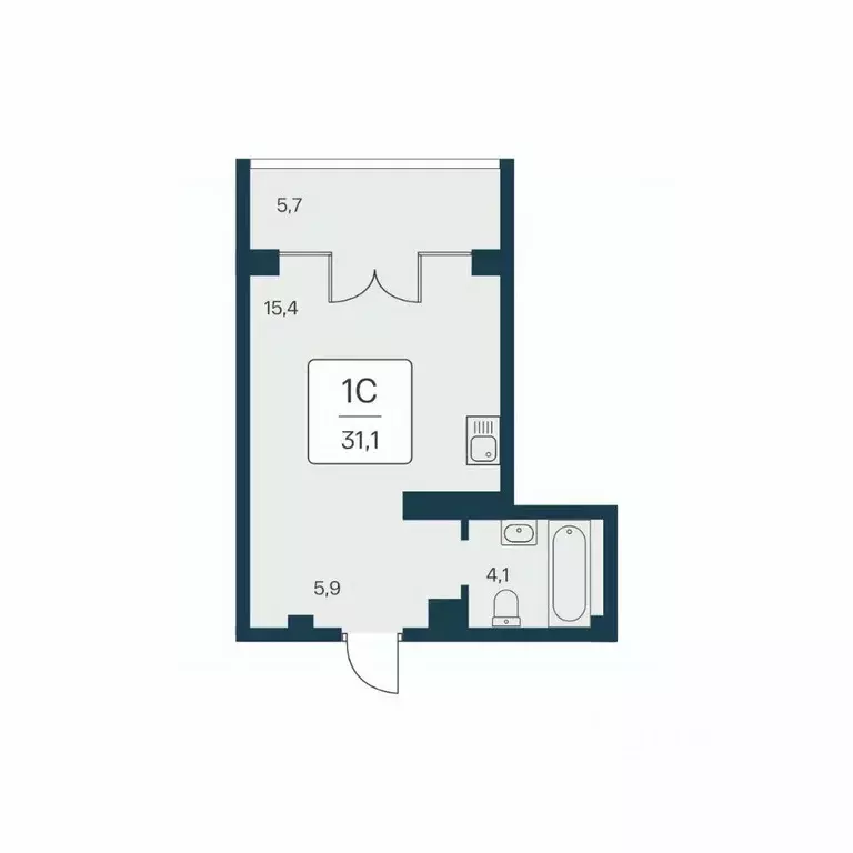 Студия Крым, Алупка ш. Севастопольское, 6Ак2 (31.1 м) - Фото 1