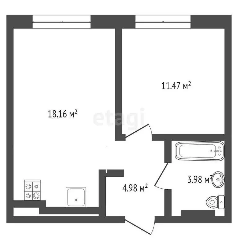1-комнатная квартира: Тюмень, Лесопарковая улица, 1к2 (32.23 м) - Фото 1