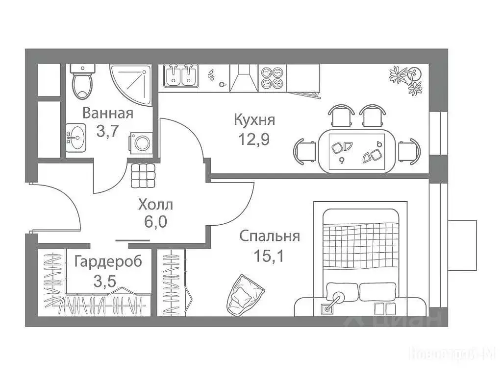 1-к кв. Москва Сколковское ш., 40к1 (40.0 м) - Фото 1
