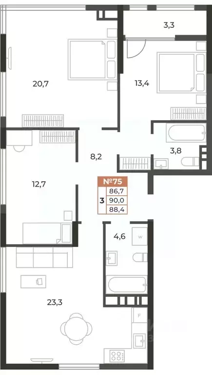 3-к кв. Крым, Симферополь ул. Караимская, 50 (88.4 м) - Фото 0