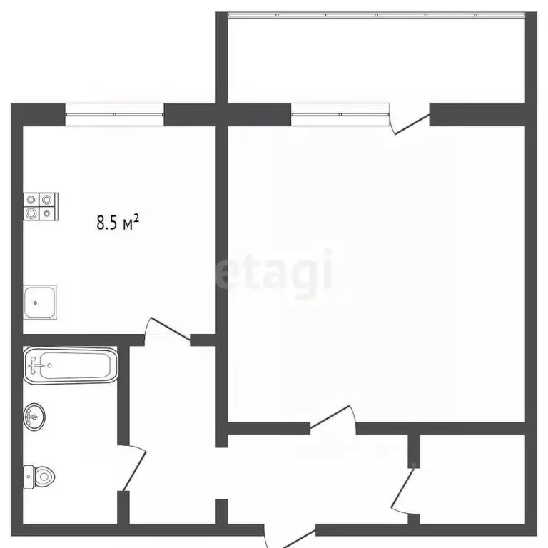 1-к кв. Омская область, Омск ул. Орджоникидзе, 274 (40.3 м) - Фото 1