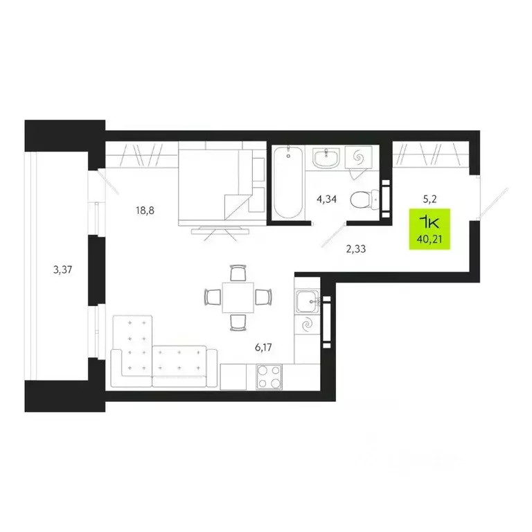 1-к кв. Томская область, Томск Уютный жилой квартал, ул. Маяковского, ... - Фото 1