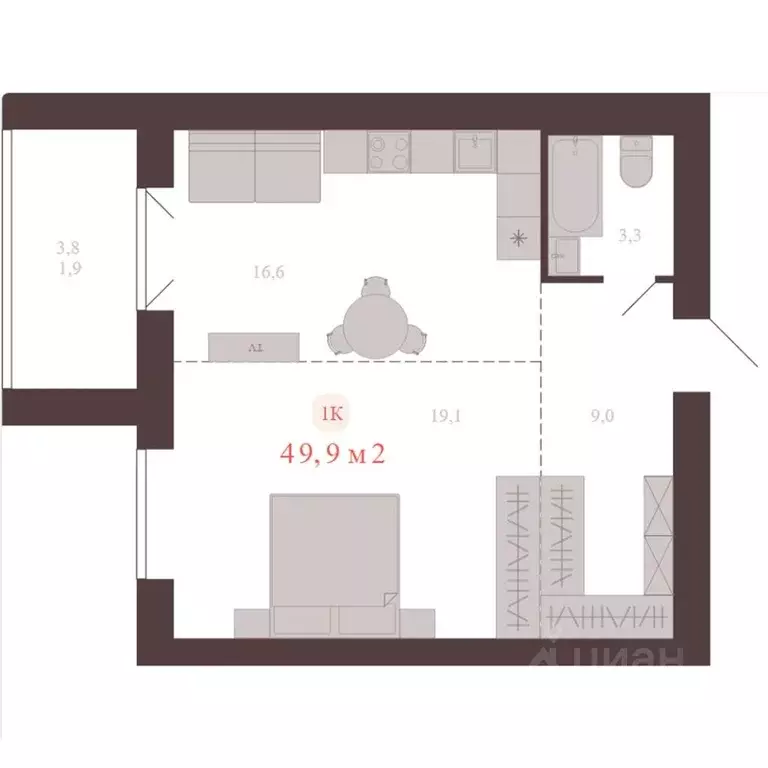 1-к кв. Алтайский край, Новоалтайск ул. Южсиба, 52А (49.9 м) - Фото 1