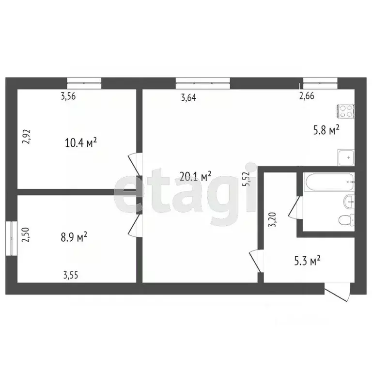 3-к кв. Крым, Симферополь ул. Толстого (50.0 м) - Фото 1